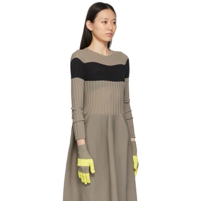 Shop Cfcl Yellow & Taupe Fluted Gloves In Yellow/beige