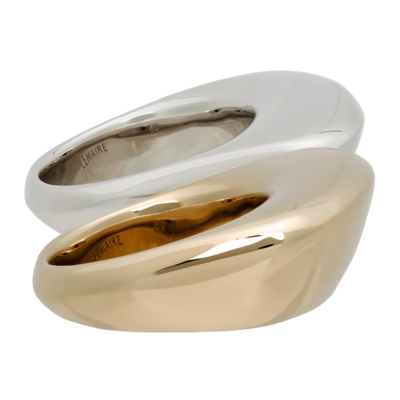 Shop Lemaire Two-piece Silver & Gold Drop Ring Set In 124 Light Gold/ Silv