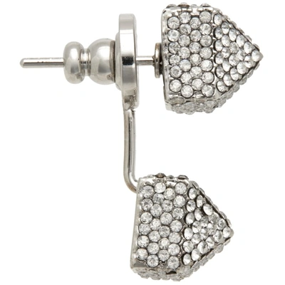 Shop Valentino Silver Crystal Rockstud Earrings In 596 Rodio