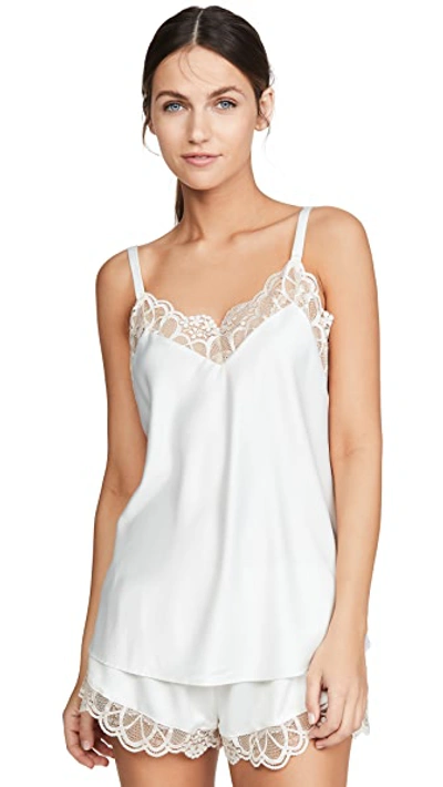 Shop Flora Nikrooz Gabby Charmeuse Cami And Tap Shorts With Lace In Ivory