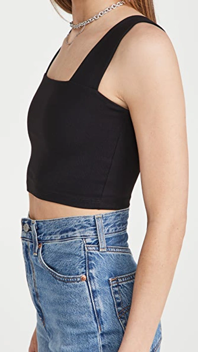 Susana Monaco Wide-strap Jersey Crop Top In Black