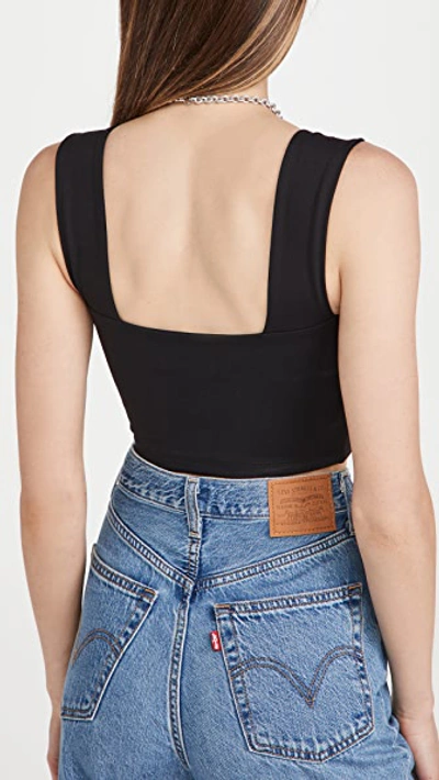Susana Monaco Wide-strap Jersey Crop Top In Black