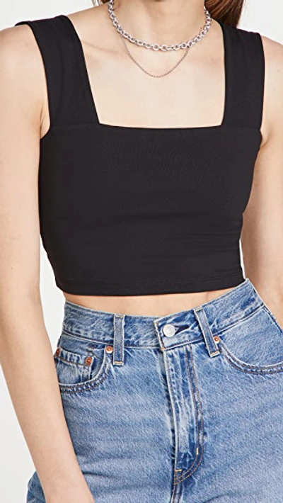 Susana Monaco Wide-strap Jersey Crop Top In Black