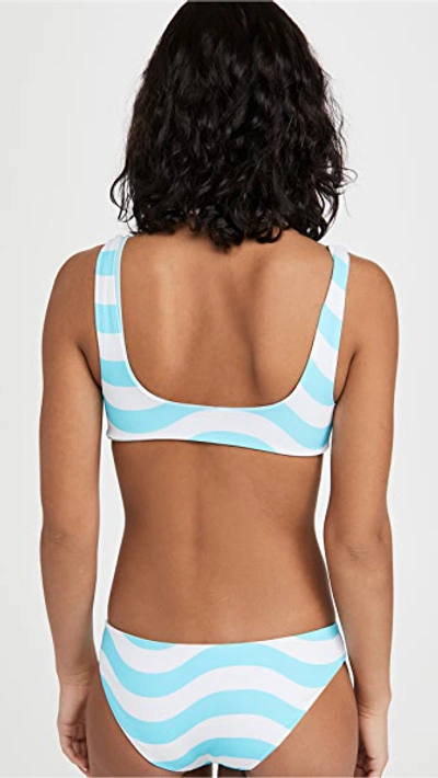 Shop Solid & Striped The Elle Reversible Bikini Top In Wavy Stripe Fresh Air