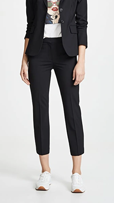 Theory Treeca 2 Cropped Stretch-wool Slim-leg Pants In Black
