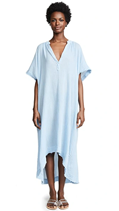 9seed Tunisia Short Sleeve Caftan In Chambray
