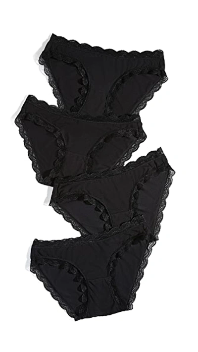 Stripe & Stare Bikini Briefs - 4 Pack In Black/black/black/black