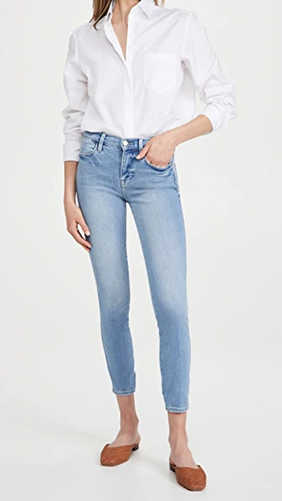 Shop Frame Le High Skinny Double Needle Jeans In Tropic