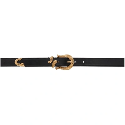 Shop Versace Black & Gold Baroque Belt In Kvo41 Black Gold