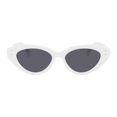 Shop Alaïa White Slim Cat Eye Sunglasses In 002 White