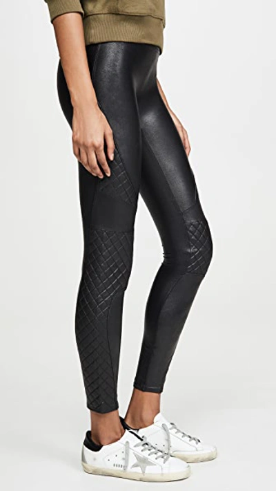 Shop Spanx Quilted Faux Leather Leggings In Very Black