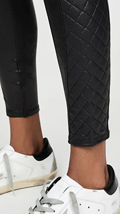 Shop Spanx Quilted Faux Leather Leggings In Very Black