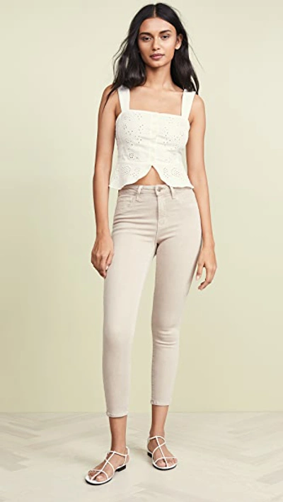 L Agence Margot Cropped Coated High-rise Skinny Jeans In Biscuit