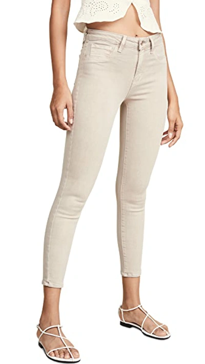 L Agence Margot Cropped Coated High-rise Skinny Jeans In Biscuit