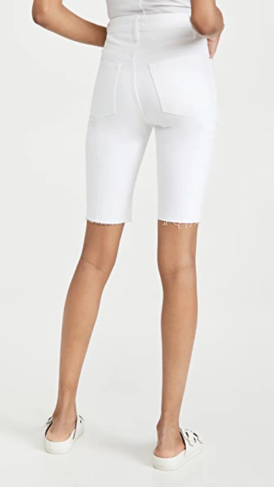 Shop Frame Le Vintage Bermuda Raw Edge Shorts In Blanc