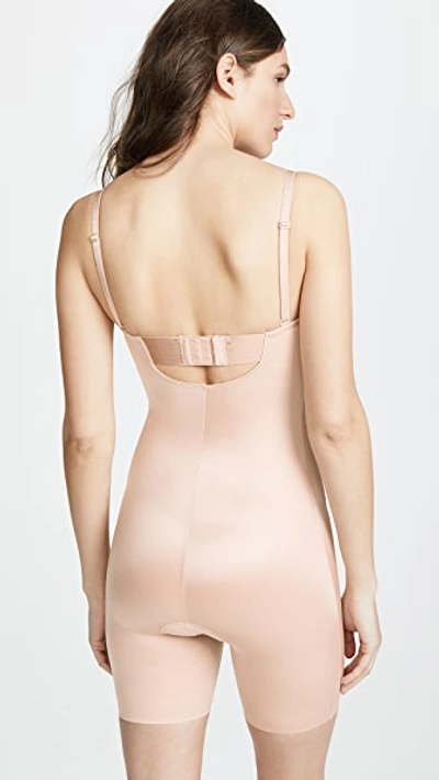 Shop Spanx Suit Your Fancy Strapless Cupped Mid-thigh Bodysuit Champagne Beige