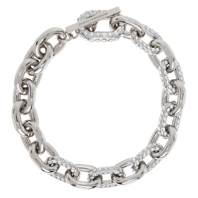 Shop Paco Rabanne Silver Xl Link Strass Necklace In P040 Silver