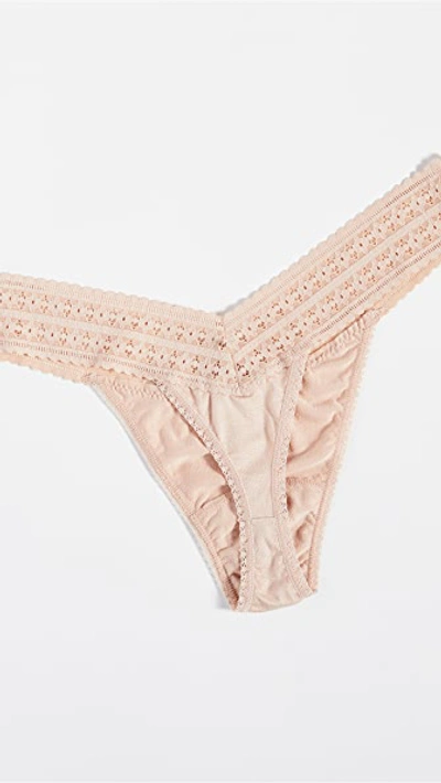 Hanky Panky Dream Low-rise Jersey Thongs 3-pack In Cotton Candy/black/chai
