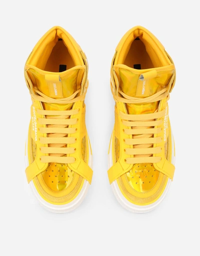 Shop Dolce & Gabbana Custom 2.zero High-top Sneakers In Mixed Materials In Yellow
