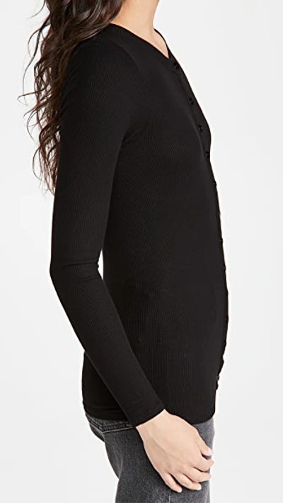 Enza Costa Silk Rib Fitted Long Sleeve Cardigan