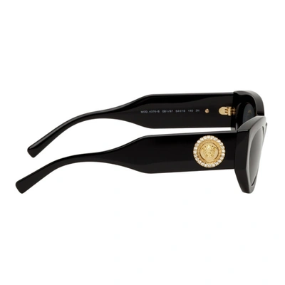 Shop Versace Black Medusa Crystal Cat-eye Sunglasses In Gb1/87black