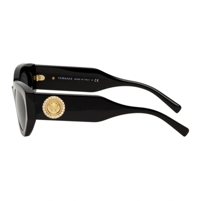 Shop Versace Black Medusa Crystal Cat-eye Sunglasses In Gb1/87black
