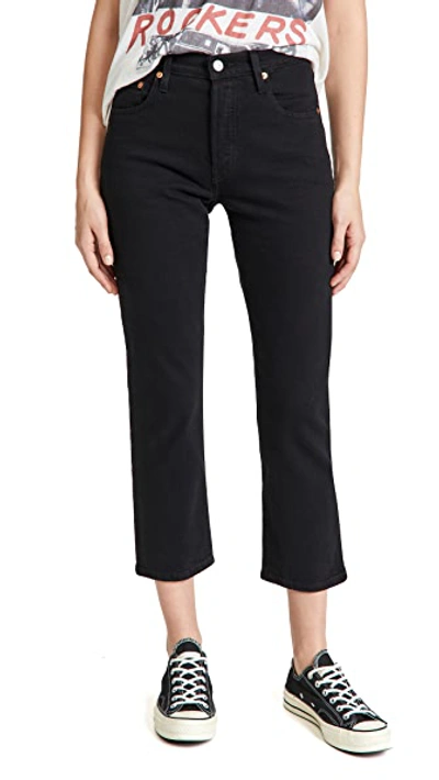 Levi's 501 Crop Jeans In Black Sprout