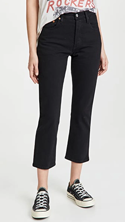 Levi's 501 Crop Jeans In Black Sprout