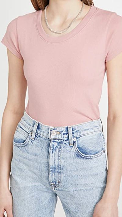 Shop L Agence Cory Scoop Neck Tee In Rose Tan