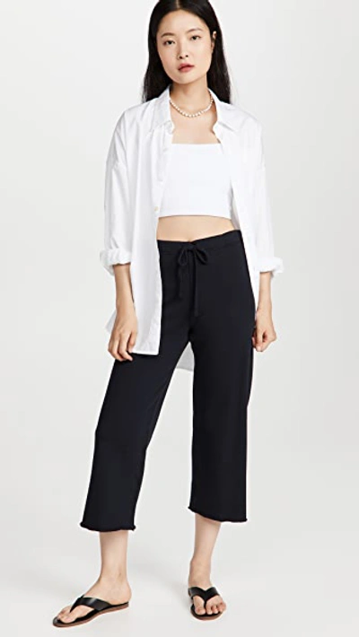 Shop Frank & Eileen Cropped Wide Leg Sweatpants British Royal Navy