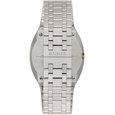 Shop Gucci Silver & Gold Interlocking G 25h Watch In Silver/gold