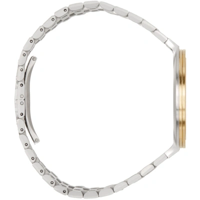Shop Gucci Silver & Gold Interlocking G 25h Watch In Silver/gold