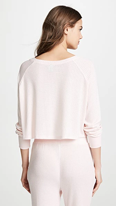 Shop Honeydew Intimates Sneak Peek Waffle Knit Crop Sweatshirt In Glisten