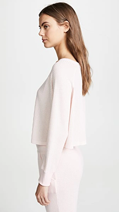 Shop Honeydew Intimates Sneak Peek Waffle Knit Crop Sweatshirt In Glisten