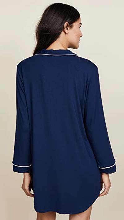 Eberjey Gisele Stretch Jersey Sleep Shirt In Navy/ivory