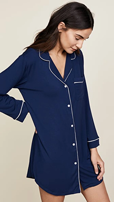 Eberjey Gisele Stretch Jersey Sleep Shirt In Navy/ivory
