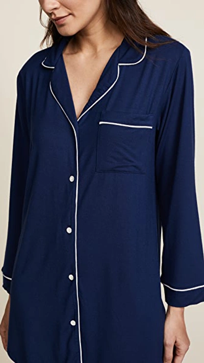 Eberjey Gisele Stretch Jersey Sleep Shirt In Navy/ivory