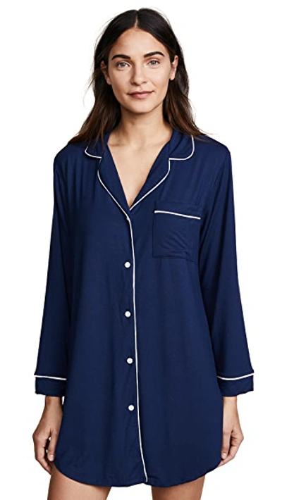 Eberjey Gisele Stretch Jersey Sleep Shirt In Navy/ivory