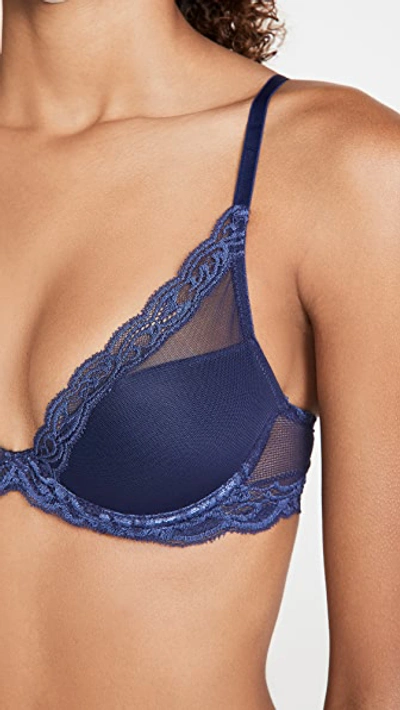 Shop Natori Feathers Plunge Contour Bra In Midnight