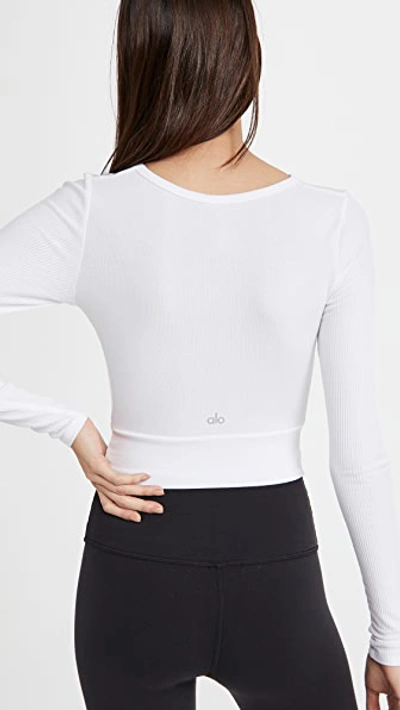 Alo Yoga Cover Twisted Ribbed Stretch-modal Jersey Top In White