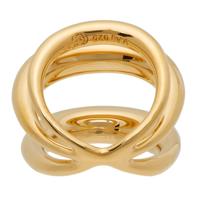 Shop Charlotte Chesnais Gold Echo Ring In Vermeil