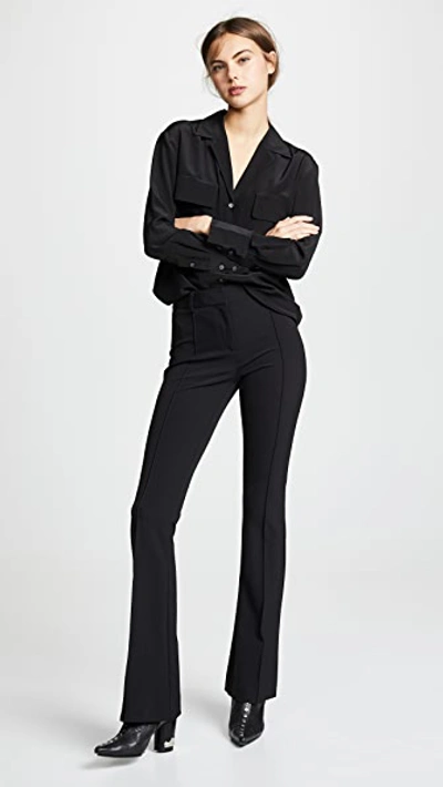 Veronica Beard Hibiscus Black Stretch-twill Trousers In Black