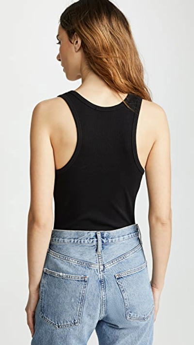 Shop Agolde Rib Tank Bodysuit In Black