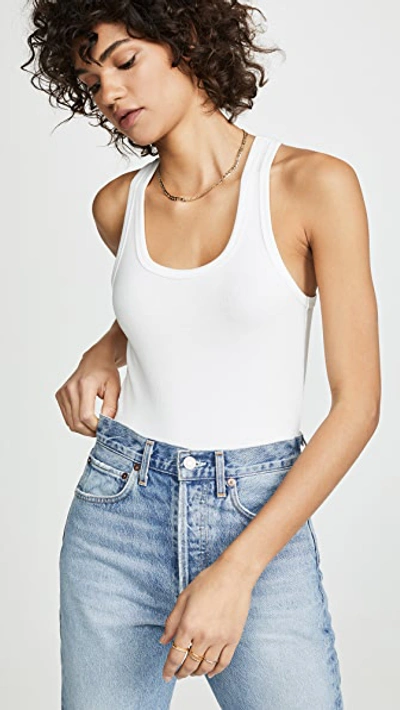 Shop Agolde Rib Tank Bodysuit In White