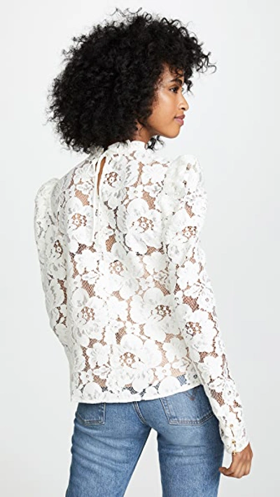 Shop Wayf Emma Puff Sleeve Lace Top Ivory Lace