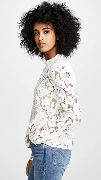 Shop Wayf Emma Puff Sleeve Lace Top Ivory Lace