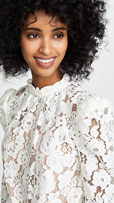 Wayf Emma Puff Sleeve Lace Bodysuit In Ivory Lace