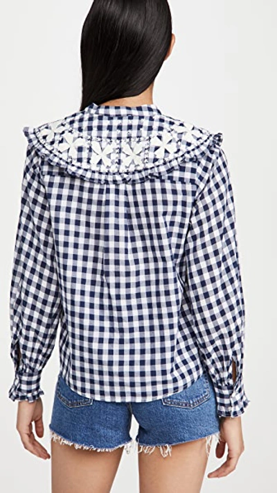 Shop Sea Gina Gingham Long Sleeve Blouse In Multi