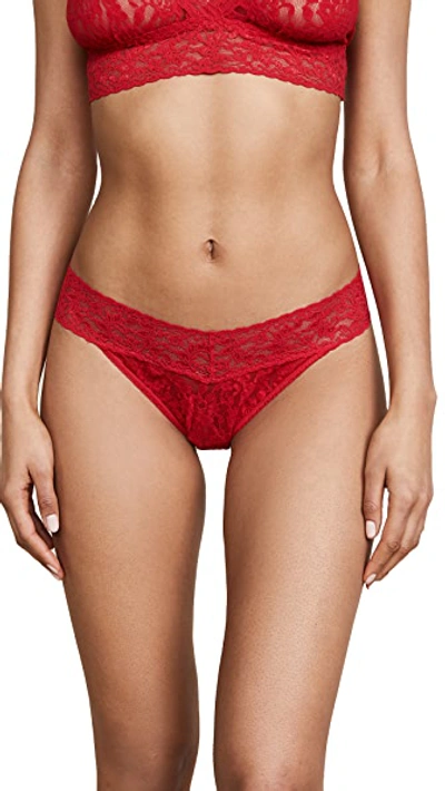 Hanky Panky Stretch Lace Traditional-rise Thong In Red