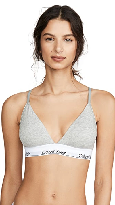 Shop Calvin Klein Underwear Modern Cotton Lightly Lined Triangle Bralette Grey